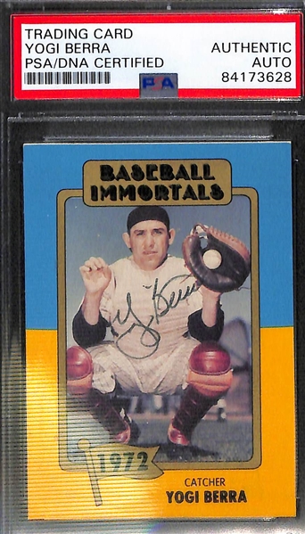 Lot of (4) Signed 1980s TCMA Baseball Immortals Cards - Greenberg, Ruffing, Berra, Mathews - JSA Auction Letter